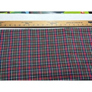 Red Green Navy Tartan Plaid Fabric 2.25 Yards Christmas Holiday Sewing